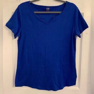 Anne Klein Sport Short Sleeve V-Neck Tee in Royal Blue